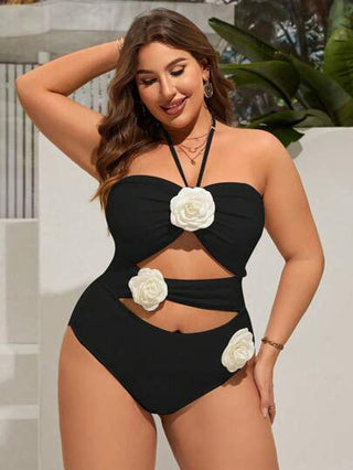 Swim Chiccia بدلة سباحة نسائية من قطعة واحدة مزينة بالزهور مقاس كبير
