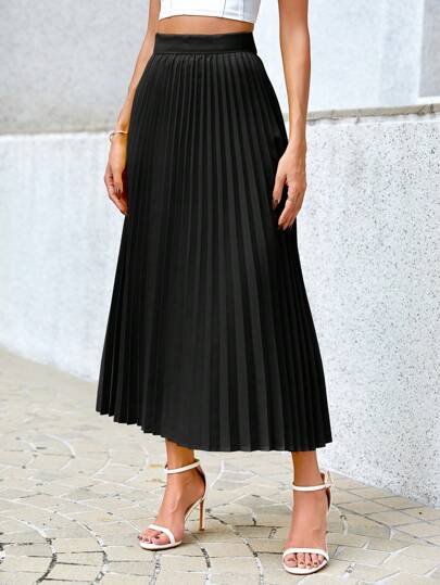 SHEIN Privé تنورة منسدلة يومية من لون واحد للنساء