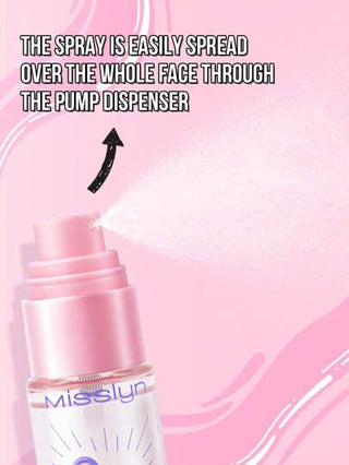 Misslyn 2 قطعة خافي عيوب وذات تناسق إعداد الربيع وبخاخ التثبيت، وقت للتحضير البطانة المرطبة الحريرية والبخاخ المثبت، بطانة جل وبخاخ تثبيت بإنهاء ماط، ملمس رطوبة عالي ومنعش لبشرة جافة،لتثبيت طويل الأمد، خفيف الوزن، ينعش ويرطب
