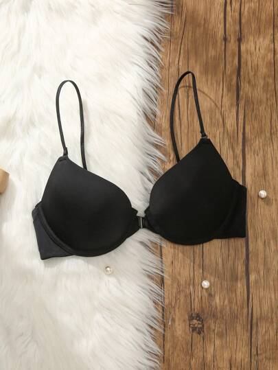 SHEIN حمّالة صدر ذات حزام وأربطة أمامية لون صلب للنساء
