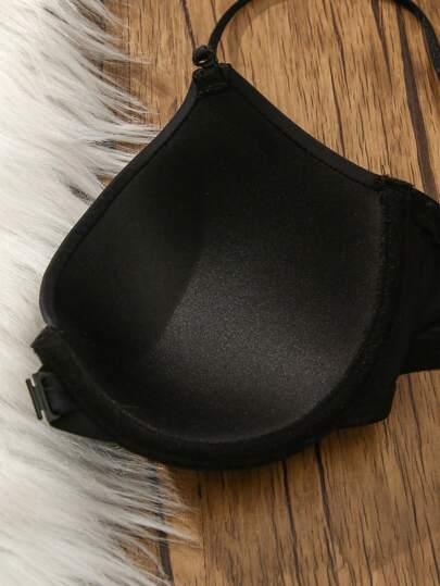 SHEIN حمّالة صدر ذات حزام وأربطة أمامية لون صلب للنساء