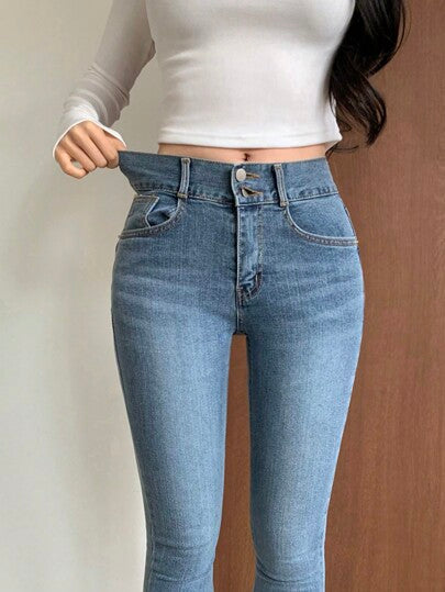 DAZY بنطلون جينز نحيف للنساء مغسول