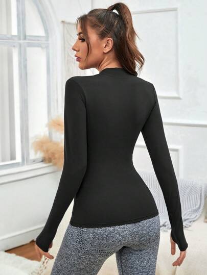 Sport Studio بلوزة رياضية طويلة الأكمام ناعمة ومنفذة للهواء، بلوزة رياضية خريفية