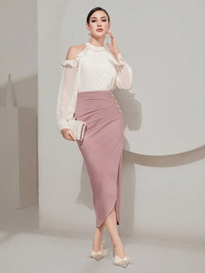 Modelyn تنورة حريمي أنيقة بتصميم لف ماكسي ملابس حريمي