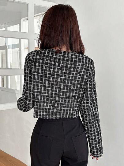Dazy Designer سترة نسائية بأكمام طويلة مربعة الشكل