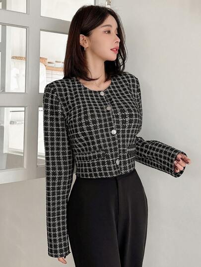 Dazy Designer سترة نسائية بأكمام طويلة مربعة الشكل