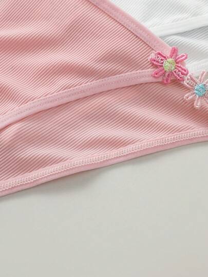 Shein Underwear&Sleepwear Basics ثلاث كلمات مضلعة بزهور مزينة بزهور للنساء