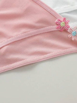 Shein Underwear&Sleepwear Basics ثلاث كلمات مضلعة بزهور مزينة بزهور للنساء