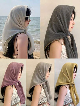 1 قطعة وشاح مربع بتصميم خياطة ذو لون سادة 85 سم، بأسلوب خفيف الوزن، مناسب للاستخدام اليومي كوشاح واقي من الشمس، وشاح رأس، إكسسوار أزياء، هدية للأصدقاء/العائلة، عصابة رأس عصرية، طرحة ناعمة للنساء لارتداء العباءة