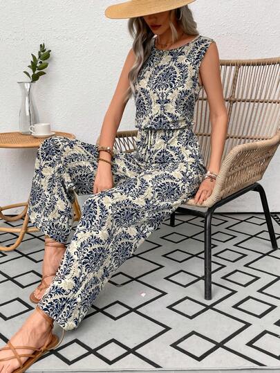 Breezaya بدلة قفطان بلا اكمام وخصر مرن