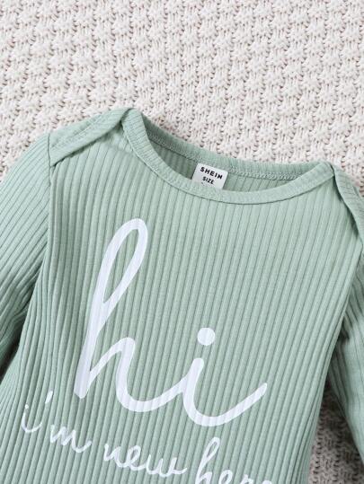 SHEIN قميص طويل الأكمام لطفل رضيع بطبعات أحرف