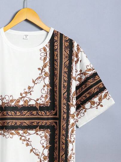 SHEIN تي شيرت رقمي بقصة فضفاضة لفتيان المراهقة للإرتداء العادي