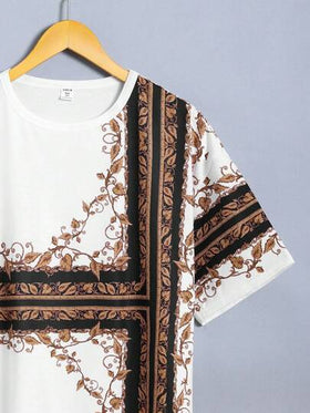 SHEIN تي شيرت رقمي بقصة فضفاضة لفتيان المراهقة للإرتداء العادي