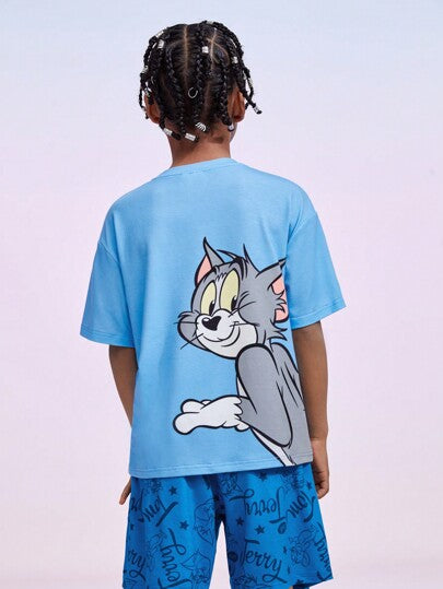TOM & JERRY X SHEIN مجموعة بجامة صبي مراهق برسوم كرتونية