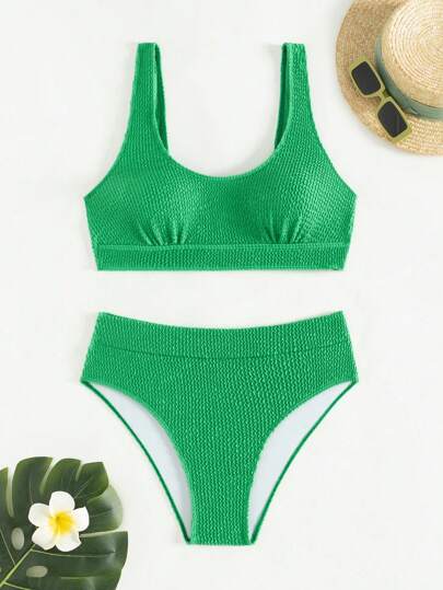 Swim بكيني طقمين لون واحد للنساء شاطئ الصيف