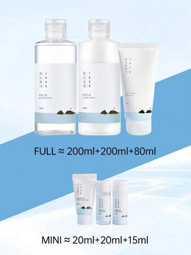 ROUND LAB طقم العناية بالبشرة دوكدو 1025، 3 قطع منظف 15مل + مُنقي 20مل + كريم 20مل للبشرة عرضة للحب [الحجم الصغير]