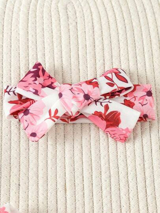 SHEIN بيجامة رومبير فتاة رضيعة 1قطعة بأكمام طويلة وطبعة زهرة كبيرة جميلة باللون الأبيض