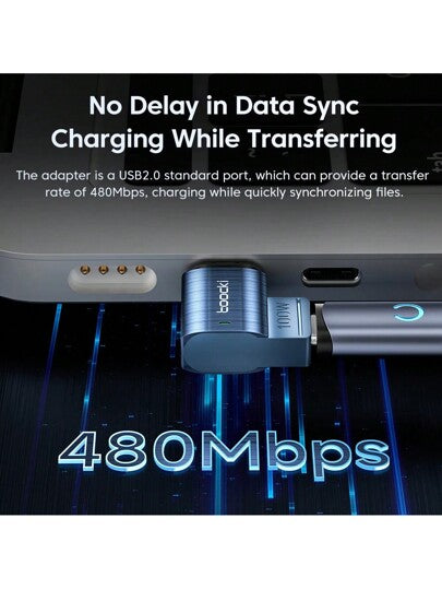 محول مغناطيسي Toocki OTG 100 واط من USB C إلى موصل النوع C متوافق مع Mi Oneplus Apple Laptop شحن سريع محول USBC