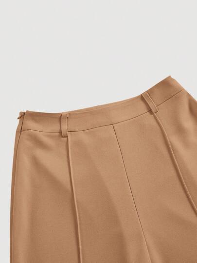 SHEIN MOD طقم سترة وبنطلون أحادي الصدر للسيدات باللون الخاكي