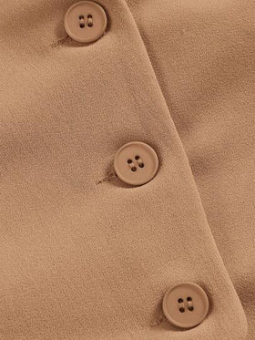 SHEIN MOD طقم سترة وبنطلون أحادي الصدر للسيدات باللون الخاكي