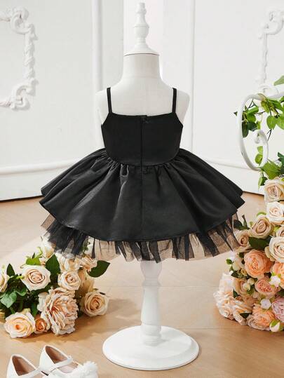 فساتين بيبي Glamorique Kids فستان الأميرة للرضع البناتي، جميل وأنيق وفخم مع عقدة الفراشة عقدة ثلاثي الأبعاد وحمالة شبكية، مناسب للأحتفالات في الربيع والصيف