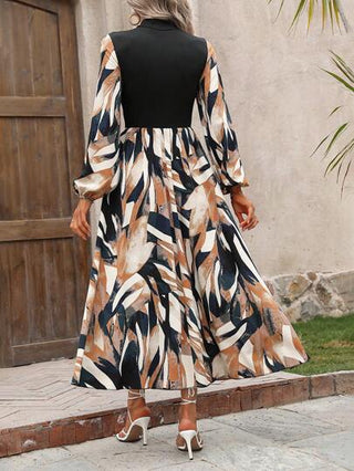 فساتين حريمي Clasi فستان ماكسي بأكمام طويلة وطباعة عشوائية للنساء