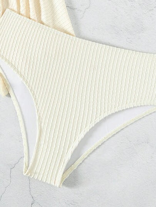 طقم تانكيني حريمي Swim ملابس علوية السباحة تانكيني للنساء بلون صلب للصيف وبأكمام من نوع هالتر وشريط رفيع مع نمطين للإرتداء - الأول: شكل العريس