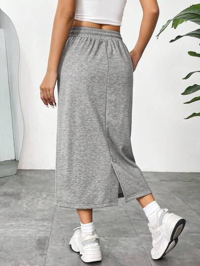 EZwear الرباط الخصر تنورة جيب غير المتماثلة