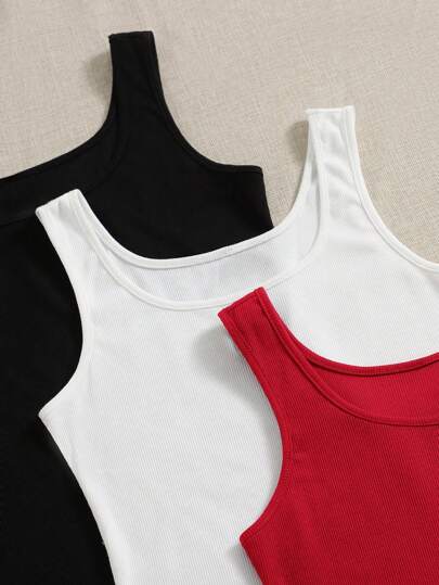 EZwear قميص نسائي خفيف الوزن بدون أكمام وحيد اللون محبوك للصيف، 3 ألوان