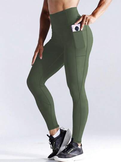 3 قطع/مجموعة بنطلون يوجا ذو خصر مرتفع مرن مع جيوب، سراويل ضاغطة ضيقة للرياضة والتمرين والجري، موسم الربيع