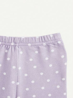 Cozy Pixies ملابس داخلية شتوية قصيرة الأكمام للرضع بناتي مقاس مضبوط أربع قطع/طقم مع دب محبوب، نقش نقطة مائلة ونقش زهور