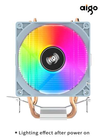 تبريد معالج الهواء Aigo Ice200pro 2 ماسورة حرارية مشعات حرارة 3pin Pwm مروحة Rgb هادئة للمعالجات Intel 115x 1200 1700 Am4 Am5 Amd