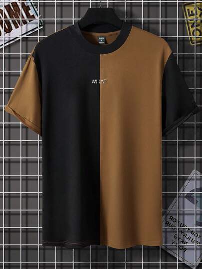 Manfinity Homme تي شيرت لونين بطباعة أحرف للرجال