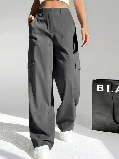 EZwear بناطيل سروال فضفاض بجيوب مائلة للنساء ذات لون أحادي، ملابس رمضان