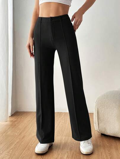 SHEIN EZwear بنطلون بدلة مستقيم أنيق للنساء في فصل الخريف/الشتاء