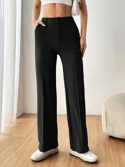 SHEIN EZwear بنطلون بدلة مستقيم أنيق للنساء في فصل الخريف/الشتاء