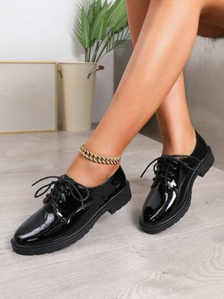 أحذية أوكسفورد حريمي أحذية أكسفورد نسائية، حذاء مسطح رياضي بأسلوب Preppy، حذاء جلدي أسود بأسلوب بريطاني يتناسب مع المرأة من مقاس كبير للربيع