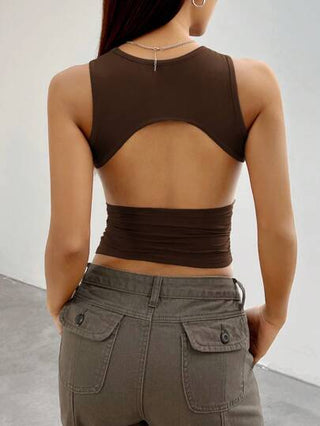 EZwear كروب توب نسائي بدون اكمام وظهر مفرغ