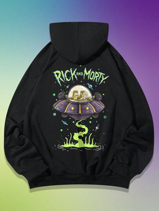 ROMWE MEN Rick and Morty | ROMWE بلوفر رباط مطبوع عليه حرف للرجال، مدرسة