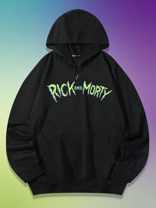 ROMWE MEN Rick and Morty | ROMWE بلوفر رباط مطبوع عليه حرف للرجال، مدرسة