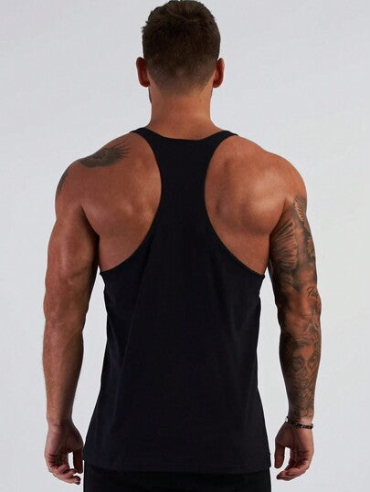 Manfinity Sport PWRUP خزان رياضي رجالي بطبعة الدمبل بطراز الصديق , ملابس علوية رياضي للتدريب , مطبوع , ظهر سلسلة , ملابس علوية بسيطة للصالة الرياضية , ملابس صالة الألعاب الرياضية للرجال