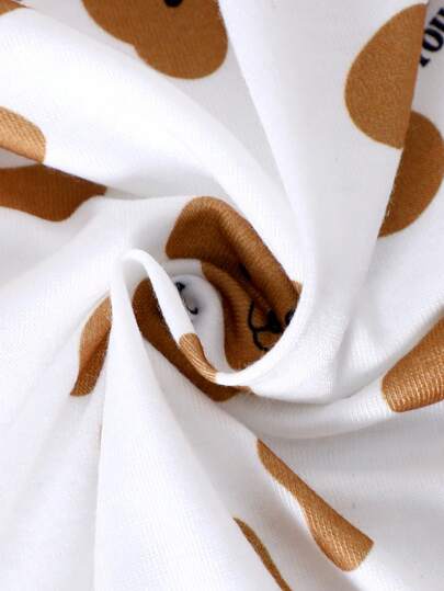 SHEIN بدلة أطفال الأولاد الطويلة الأكمام بالطبعات الكرتونية والأقدام مع سحاب أمامي، ملابس المنزل