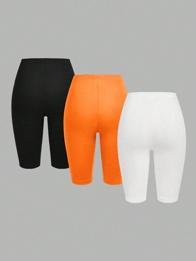 EZwear بنطلون كابري نسائي ضيق عالي الخصر بسيط عادي 3 قطع مناسب للصيف