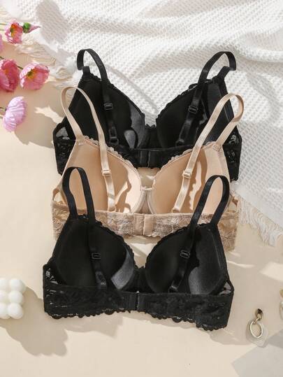 Shein Underwear&Sleepwear Basics ثلاث قطع غيار سروال دانتيل سلك داخلي للنساء