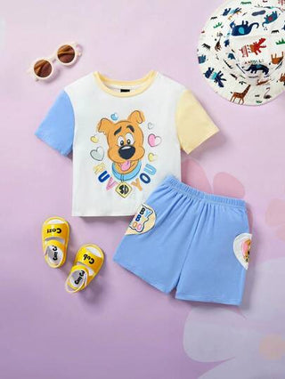 SCOOBY-DOO X ملابس طفل رضيع قميص وشورت مع طبعات كرتونية وألوان مختلفة