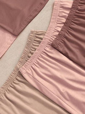 SHEIN 3 طقم ملابس منزلية مكون من سترة أكمام والشورت بألوان سادة