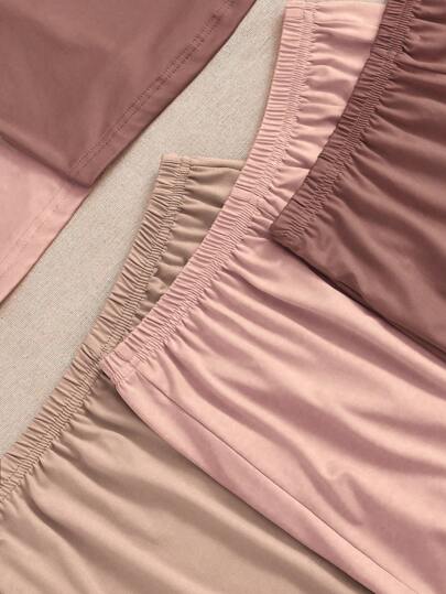 SHEIN 3 طقم ملابس منزلية مكون من سترة أكمام والشورت بألوان سادة