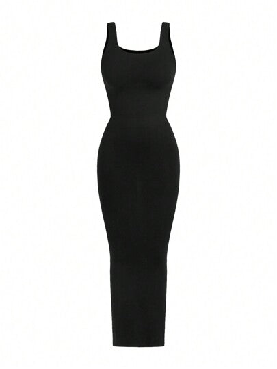 Shape فستان Bodycon بدون أكمام ذو لون سادة للسيدات مع فتحة خلفية