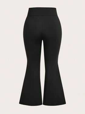 SHEIN PETITE CURVE سراويل ضيقة ذات خصر عالي مصممة بشكل متقاطع للنساء البدينات، مناسبة للربيع وعيد الحب والكرنفال، للاستخدام اليومي والترفيه والمكتب والتخرج