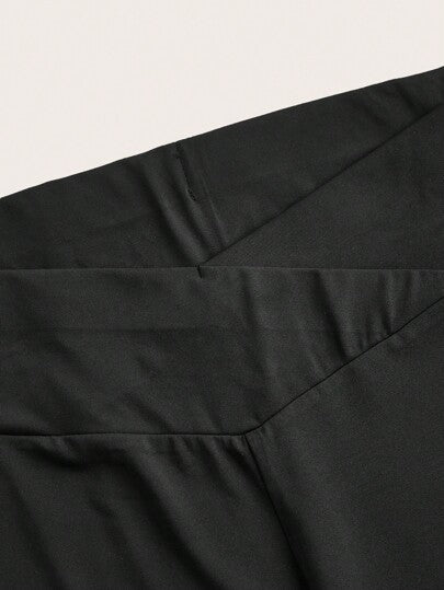 SHEIN PETITE CURVE سراويل ضيقة ذات خصر عالي مصممة بشكل متقاطع للنساء البدينات، مناسبة للربيع وعيد الحب والكرنفال، للاستخدام اليومي والترفيه والمكتب والتخرج